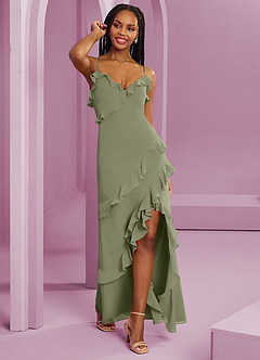 Barbie ♥ Azazie Bridesmaid Dresses Pistachio Sheath Chiffon Dress image3