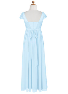 Azazie Silvermist Junior Sky Blue A-Line Pleated Chiffon Dress image9