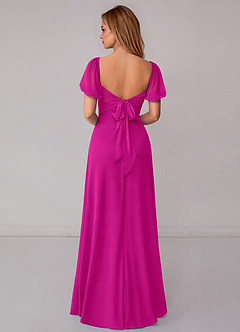 Azazie Fatima Bridesmaid Dresses Fuchsia A-Line with Pockets Chiffon Dress image5