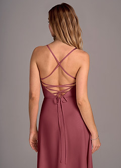 Azazie Mei Probar vestidos en casa Vestido de Azul Polvoriento de Gasa de Corte en A image2