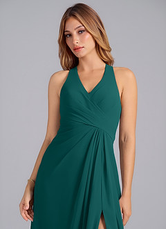 Azazie Dorota Bridesmaid Dresses Peacock A-Line Pleated Chiffon Dress image6