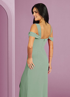 Barbie ♥ Azazie Jurken voor bruidsmeisjes Jurk van Chiffon met A-Lijn Off the Shoulder Agave image2