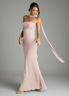 Azazie Saylor Brudtärnklänningar Klä av Sjöjungfru i Chiffong Axelbandslös Rosenblad image8