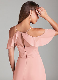 Azazie Dakota Bridesmaid Dresses Rosette A-Line Off the Shoulder Mesh Dress image2