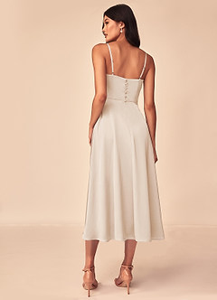 Azazie Dottie Bridesmaid Dresses White Alabaster A-Line Stretch Satin Dress image2
