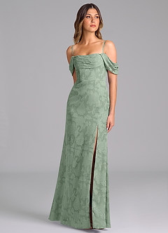 Azazie Saige Bridesmaid Dresses Matcha A-Line Off the Shoulder Floral Burnout Convertible Dress image5