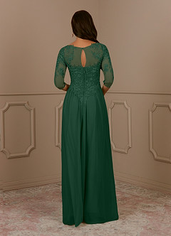 Azazie Harriet Mother of the Bride Dresses Dark Green A-Line Scoop lace Mesh Dress image2