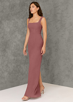 Azazie Flori Bridesmaid Dresses Desert Rose Sheath Square Neckline Chiffon Dress image4