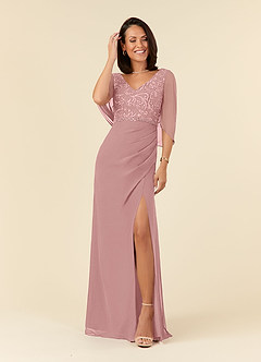 Azazie Laina Kleider für die Brautmutter Meerjungfrau-Linie Spitze Chiffon Kleid Altrosa image1
