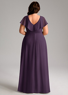 Azazie Lainey Bridesmaid Dresses Plum A-Line with Pockets Chiffon Dress image9