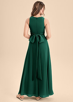 Azazie Lilenne Junior Emerald A-Line Bow Chiffon Dress image2
