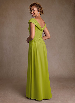 Azazie Myrtle 신부의 어머니 드레스 A라인 주름진 쉬폰 플로어 길이 드레스 image2