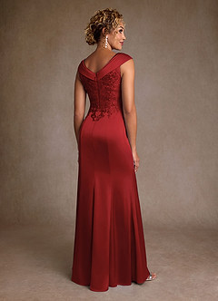 Azazie Santa Monica Mother of the Bride Dresses Pomegranate A-Line Lace Dress image2