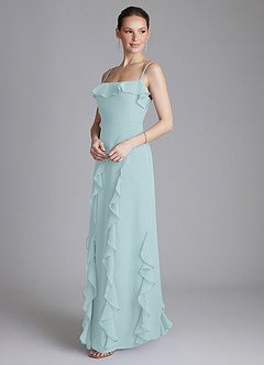 Azazie Malia Bridesmaid Dresses Mist Sheath Ruched Chiffon Dress image5