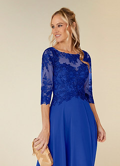 Azazie Monza Mother of the Bride Dresses Royal Blue A-Line Lace Chiffon Dress image6