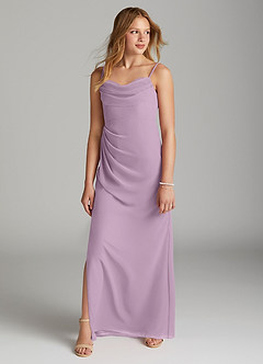 Azazie Mai Junior Wisteria Sheath Pleated Chiffon Dress image3