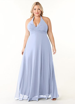 Azazie Tessie Bridesmaid Dresses Ice A-Line V-Neck Pleated Chiffon Dress image6