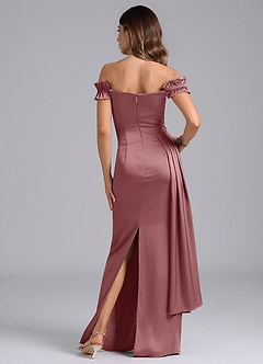 Azazie Kalysia Brautjungfernkleider Wandelbar Meerjungfrau-Linie Schulterfrei Stretch-Satin Kleid Altrosa image2