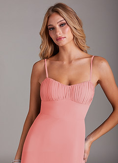 Azazie Breonna Bridesmaid Dresses Coral A-Line Sweetheart Neckline Chiffon Dress image5