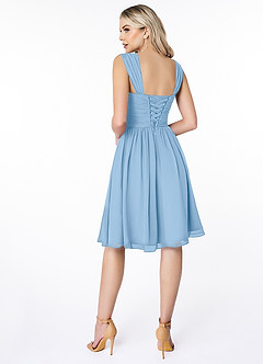 Azazie Angie Bridesmaid Dresses Powder Blue A-Line Corset Chiffon Dress image2