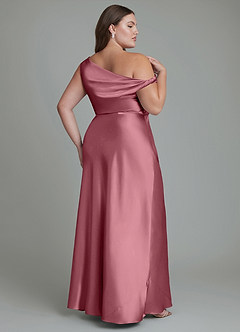 Azazie Emerson Bridesmaid Dresses Desert Rose Mermaid Off the Shoulder Metallic Satin Dress image9
