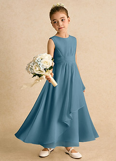 Azazie Edelweiss Flower Girl Dresses Bermuda A-Line Pleated Chiffon Dress image3