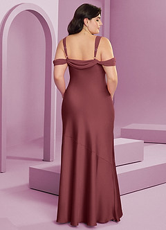 Barbie ♥ Azazie Bridesmaid Dresses Merlot Sheath Pleated Stretch Satin Dress image7
