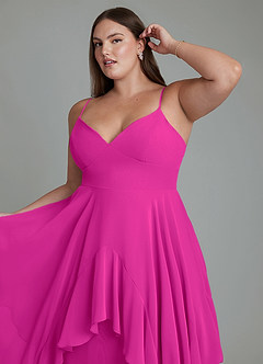 Azazie Zaina Brautjungfernkleider A-Linie Chiffon Kleid Fuchsia image12