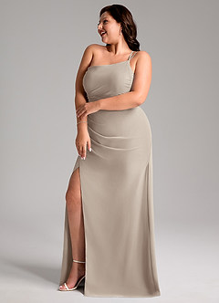 Azazie Eren Bridesmaid Dresses Frost Sheath One Shoulder Chiffon Dress image11