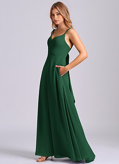 Azazie Beatrice Bridesmaid Dresses Dark Green A-Line Sweetheart Neckline Chiffon Dress image5