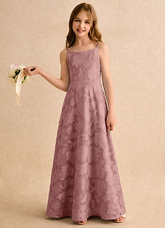 Azazie Jaella Girls Formal Flower Girl Dresses Dusty Rose A-Line Pleated Floral Burnout Dress image2