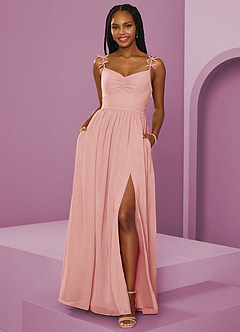 Barbie ♥ Azazie Robes de demoiselle d'honneur Robe Trapèze en Mousseline de soie Plissée Rosette image1