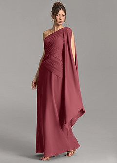 Azazie Ayra Bridesmaid Dresses Merlot A-Line One Shoulder Chiffon Dress image3