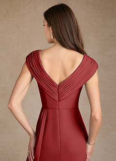 Azazie Bronson Mother of the Bride Dresses Rust A-Line Pleated Chiffon Dress image6