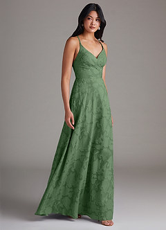 Azazie Davis Brautjungfernkleider A-Linie Plissee Blumen-Burnout Kleid Eukalyptus image4