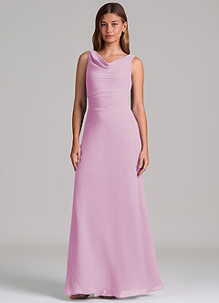 Azazie Nerine Brudtärnklänningar Klä av A-Linje i Chiffong Plisserad Godisrosa image4