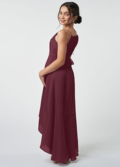 Azazie Oaklynn Junior Robe Trapèze en Mousseline de soie Plissée Cabernet image5