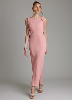 Azazie Luddie Bridesmaid Dresses Dusty Rose Mermaid Bow Chiffon Dress image4