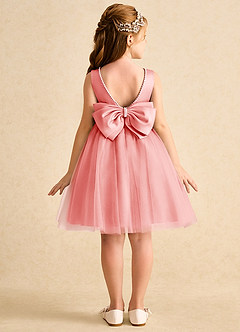 Azazie Jani Flower Girl Dresses Coral A-Line Bow Tulle Dress image1