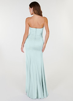 Azazie Yola Bridesmaid Dresses Sea Glass Sheath V-Neck Pleated Stretch Satin Convertible Dress image3