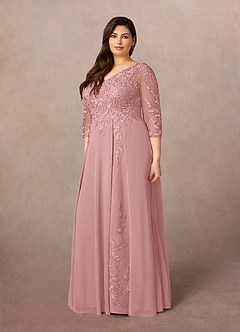 Azazie Noella Mother of the Bride Dresses Dusty Rose A-Line V-Neck Lace Chiffon Dress image9