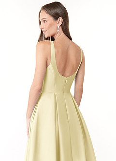 Azazie Neve Abiti da Damigella Abito Principessa in Raso Elasticizzato Con Tasche Sorbetto Al Limone image6