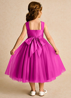 Azazie Dovey Flower Girl Dresses Fuchsia Ball-Gown Bow Tulle Dress image3