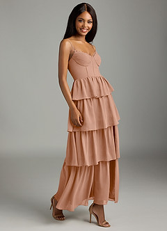 Azazie Kaiden Abiti da Damigella Abito A-Line in Chiffon Scollo a Cuore Champagne Rosa image3