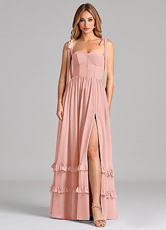 Azazie Anastacia Abiti da Damigella Abito A-Line in Chiffon Scollo a Cuore Rosetta image1
