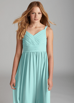 Azazie Chanel Junior Jurk van Chiffon met A-Lijn Sweetheart Halslijn Aqua image6