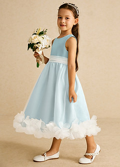 Azazie Stardust Blumenmädchenkleider A-Linie ärmellos Organza Kleid Nebel image3