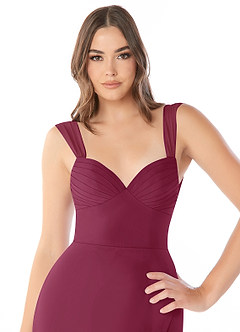 Azazie Audre Bridesmaid Dresses Mulberry Mermaid Pleated Chiffon Dress image5