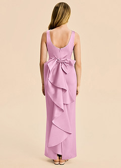 Azazie Emi Junior Candy Pink Sheath Bow Stretch Satin Dress image5