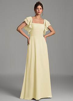 Azazie Dacia Bridesmaid Dresses Lemon Sorbet A-Line Ruched Chiffon Dress image1